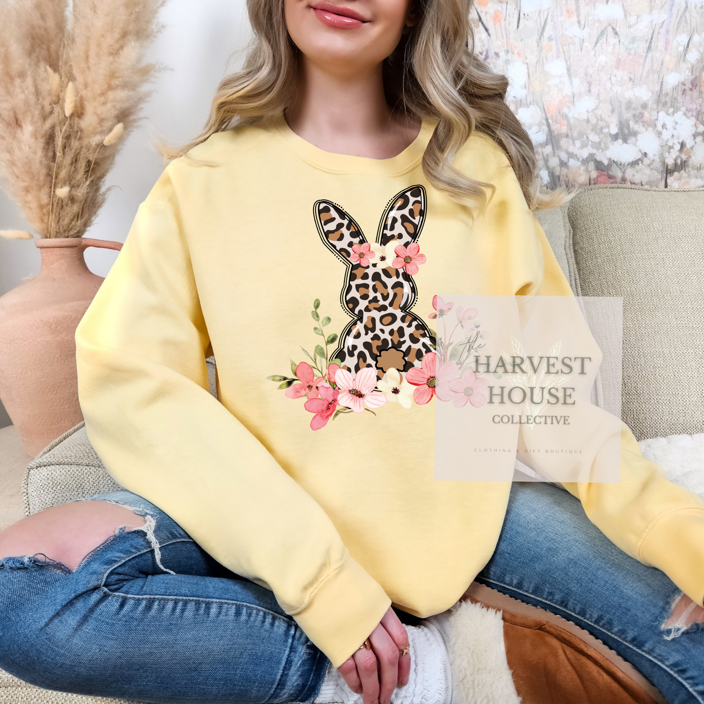 Leopard Easter Bunny Comfort Color Crewneck