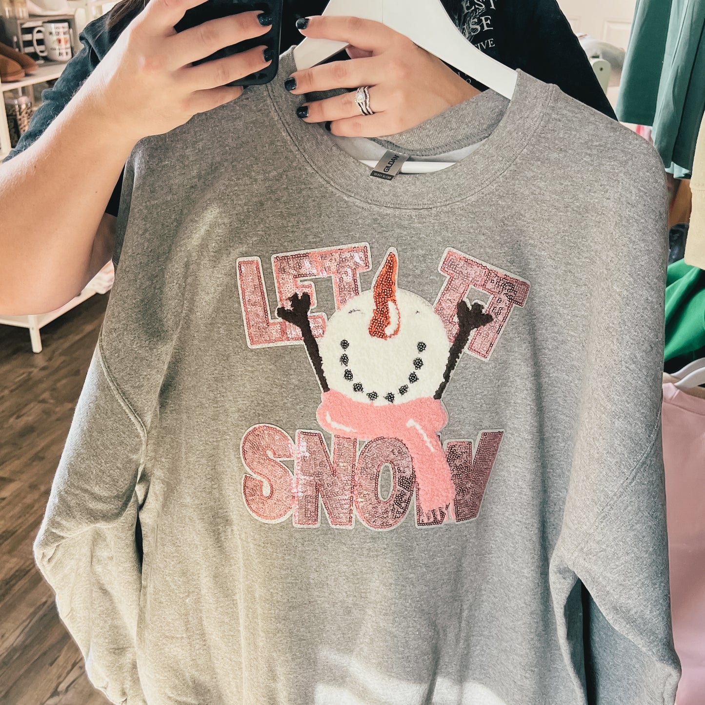 Let It Snow Sequined Crewneck