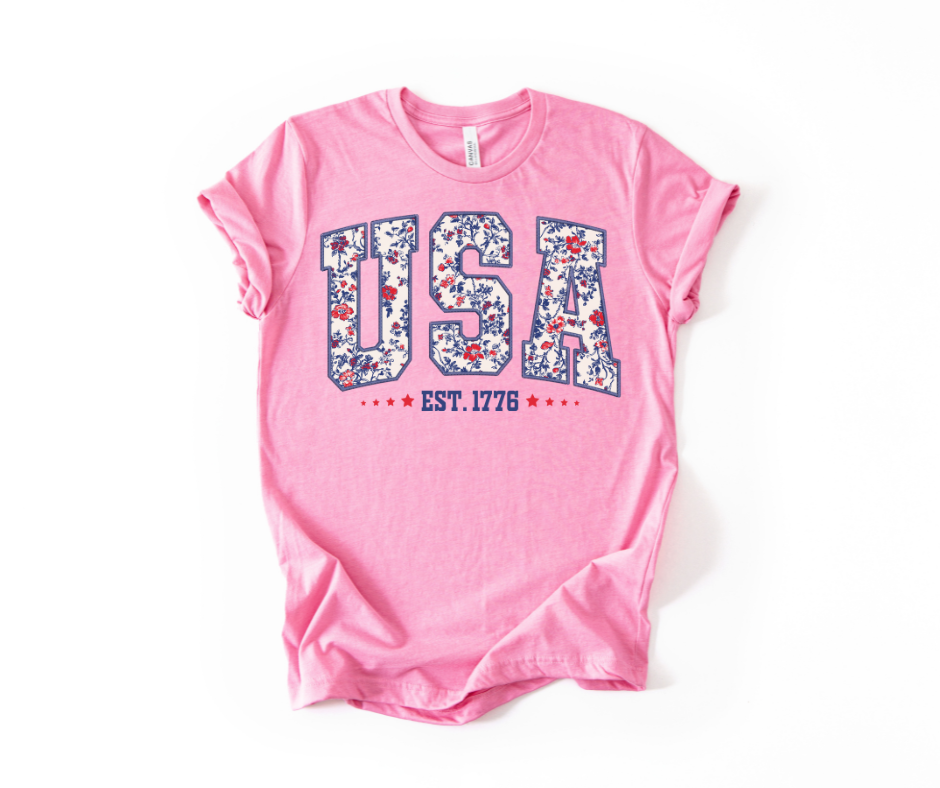 Floral USA Tee