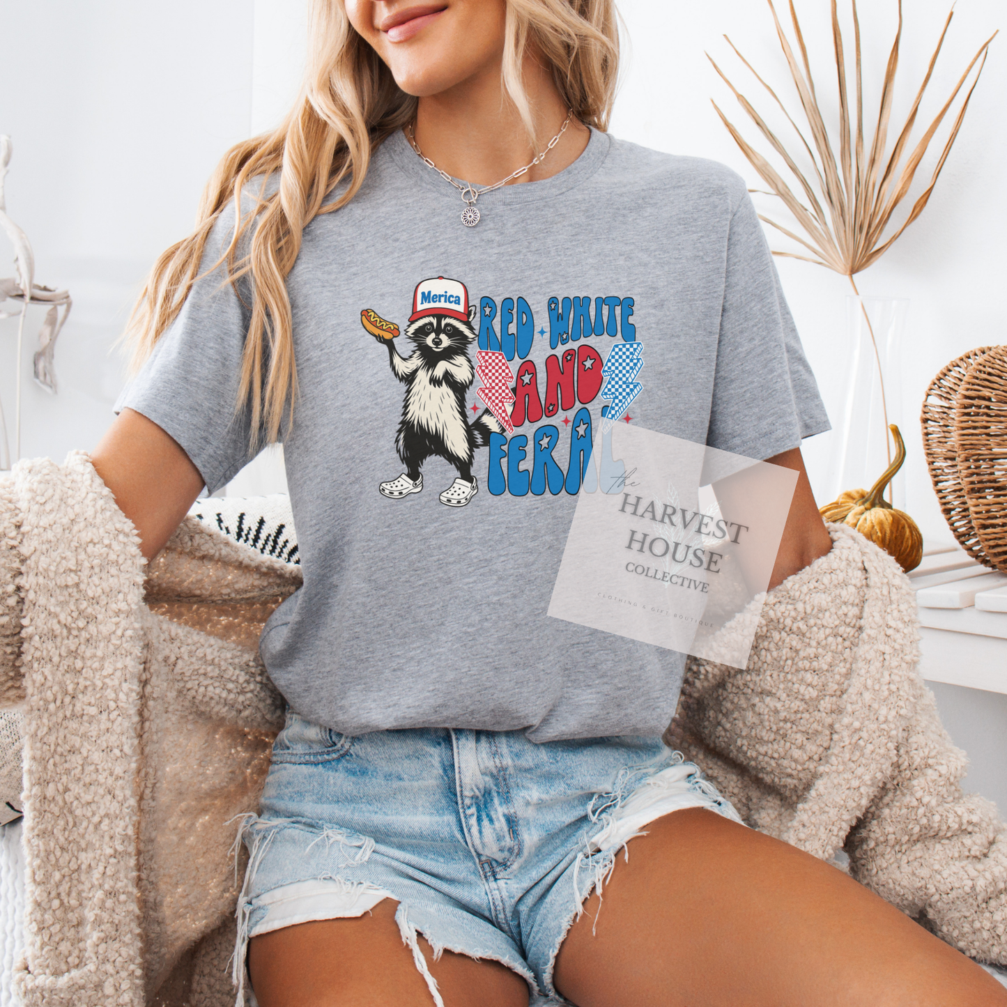 Red White And Feral Bella Canvas Tee
