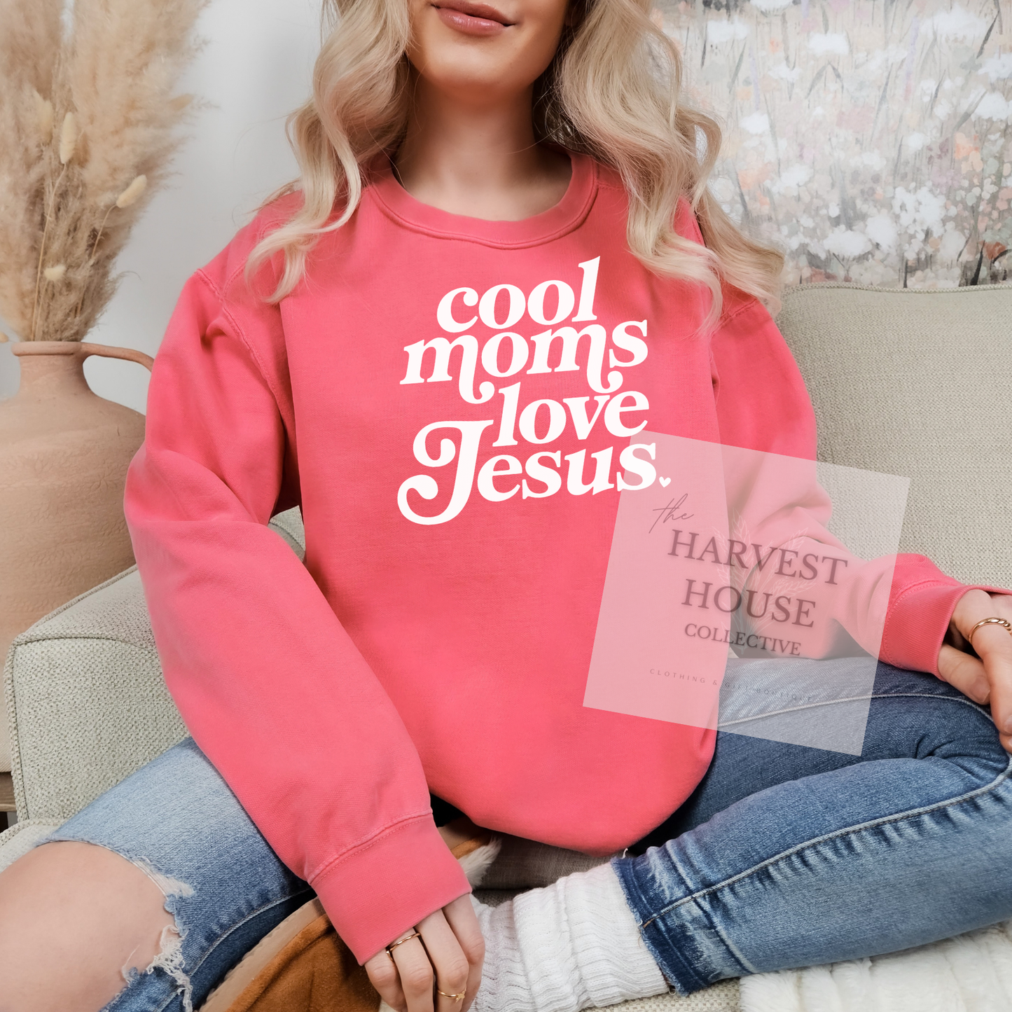 Cool Moms Love Jesus Comfort Color Crewneck