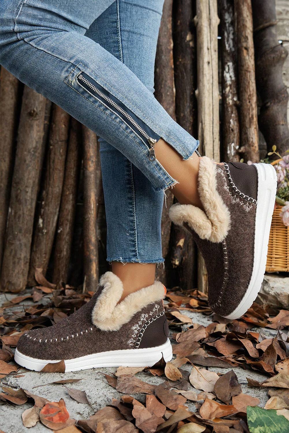 Suede Plush Lined Anklet Boots
