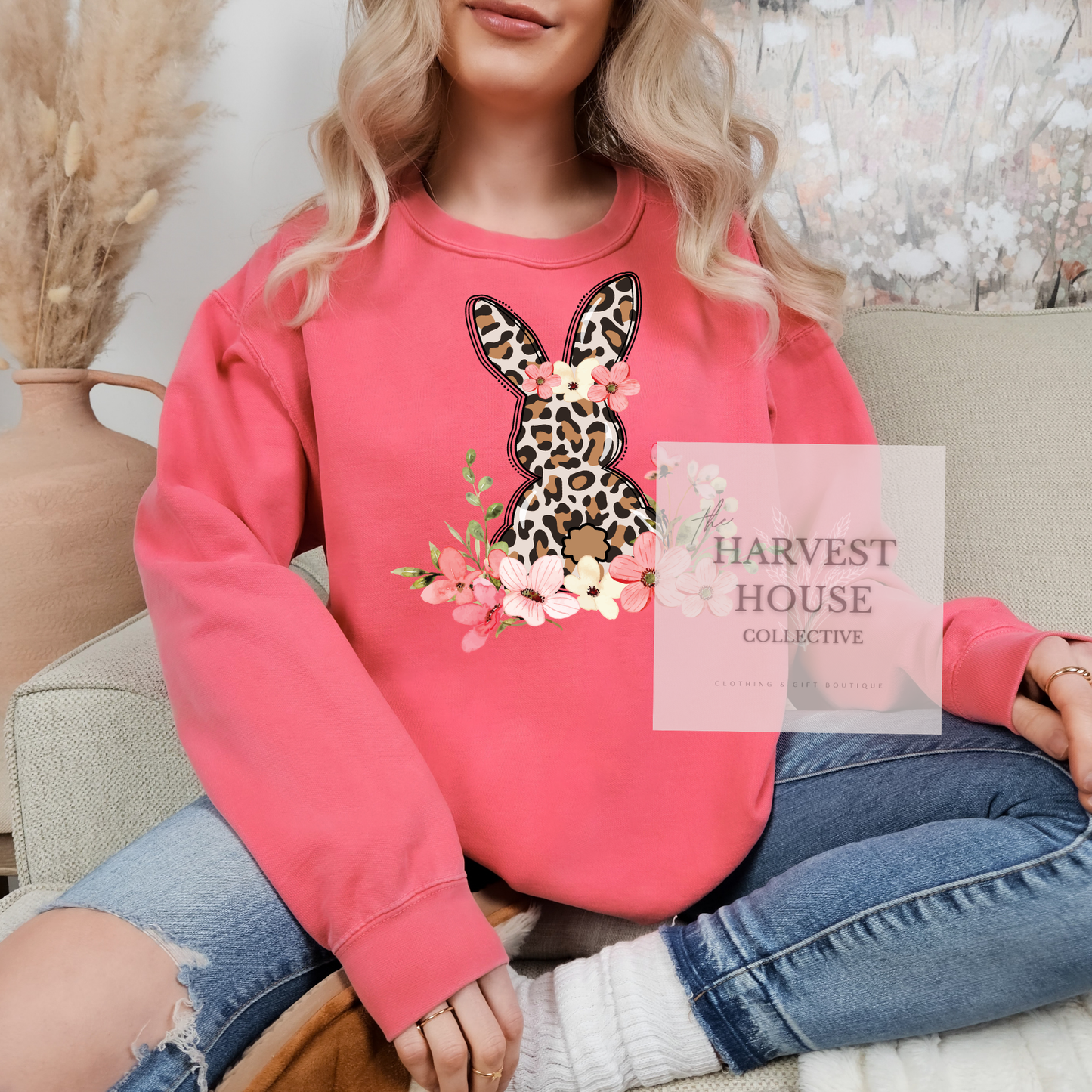Leopard Easter Bunny Comfort Color Crewneck