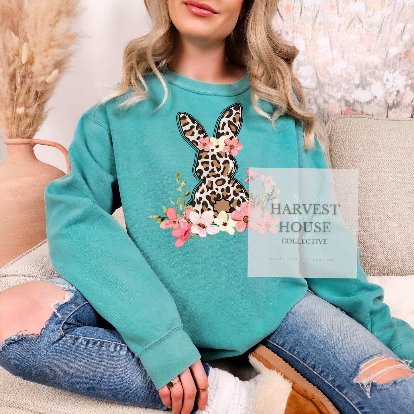 Leopard Easter Bunny Comfort Color Crewneck