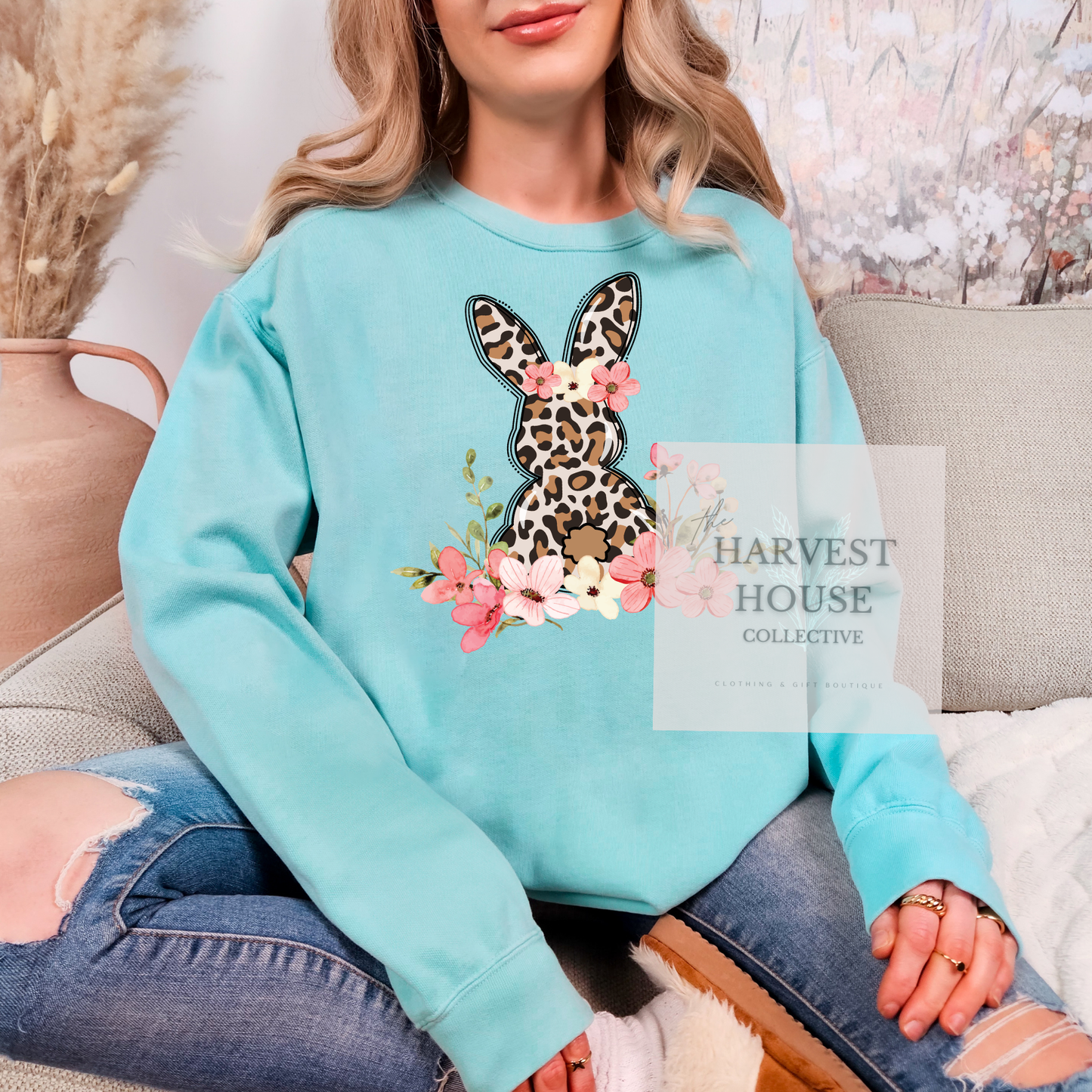 Leopard Easter Bunny Comfort Color Crewneck