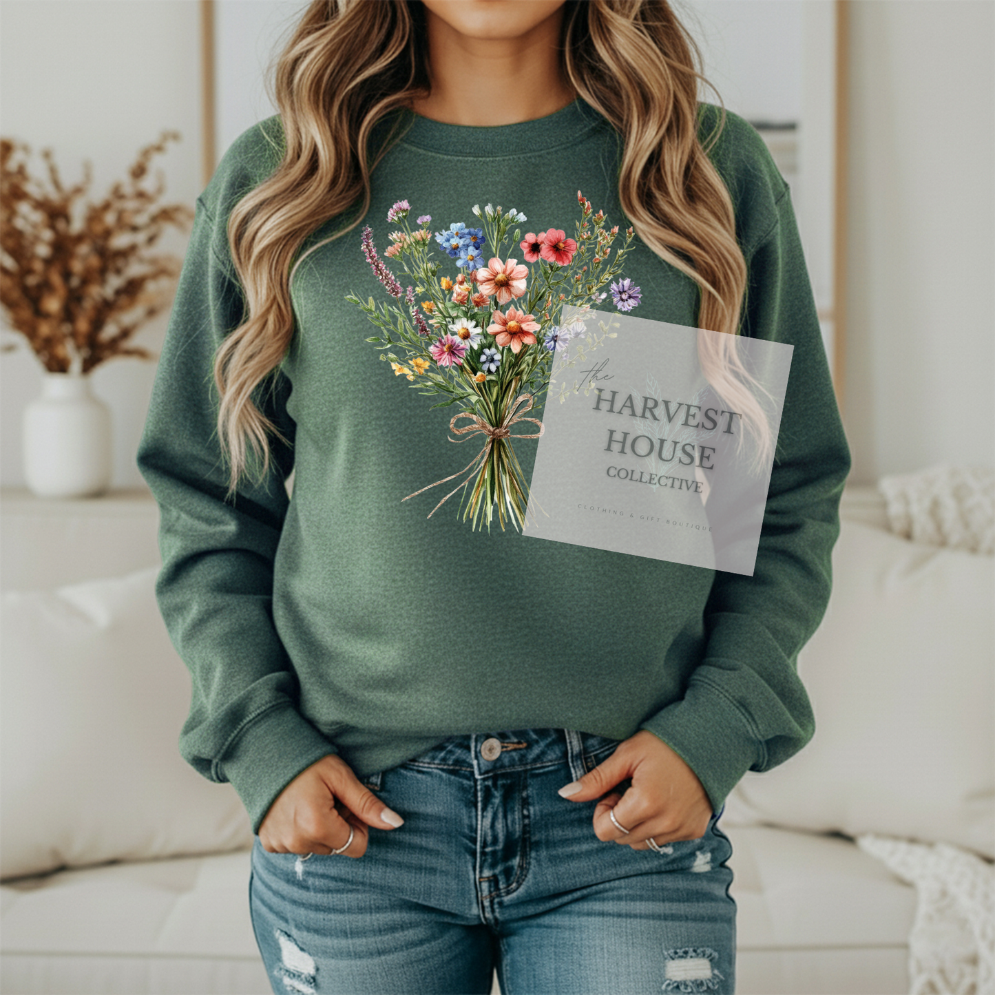 Floral Bouquet Gildan Crewneck & Hoodie