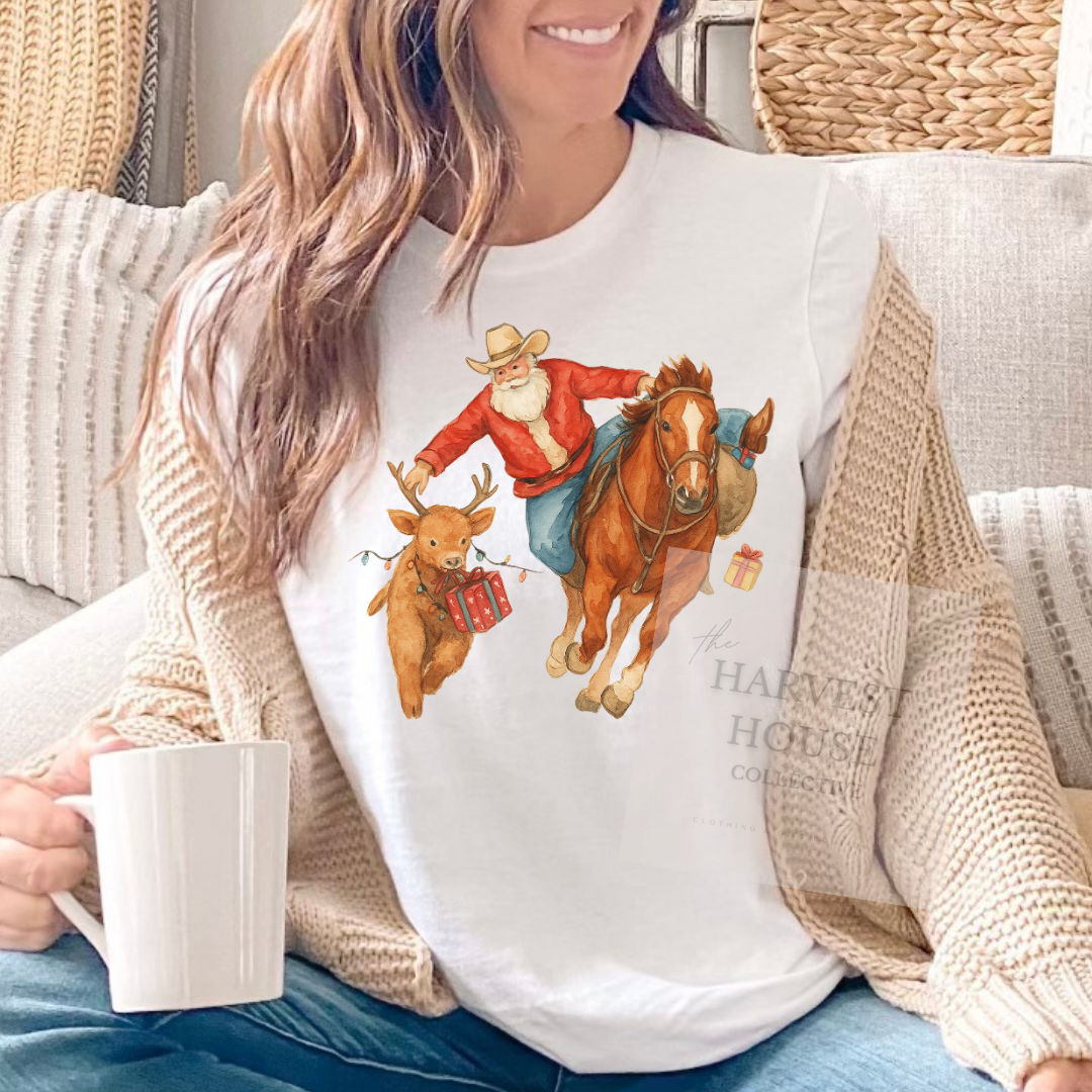 Steer Wrestling Santa Sweatshirt