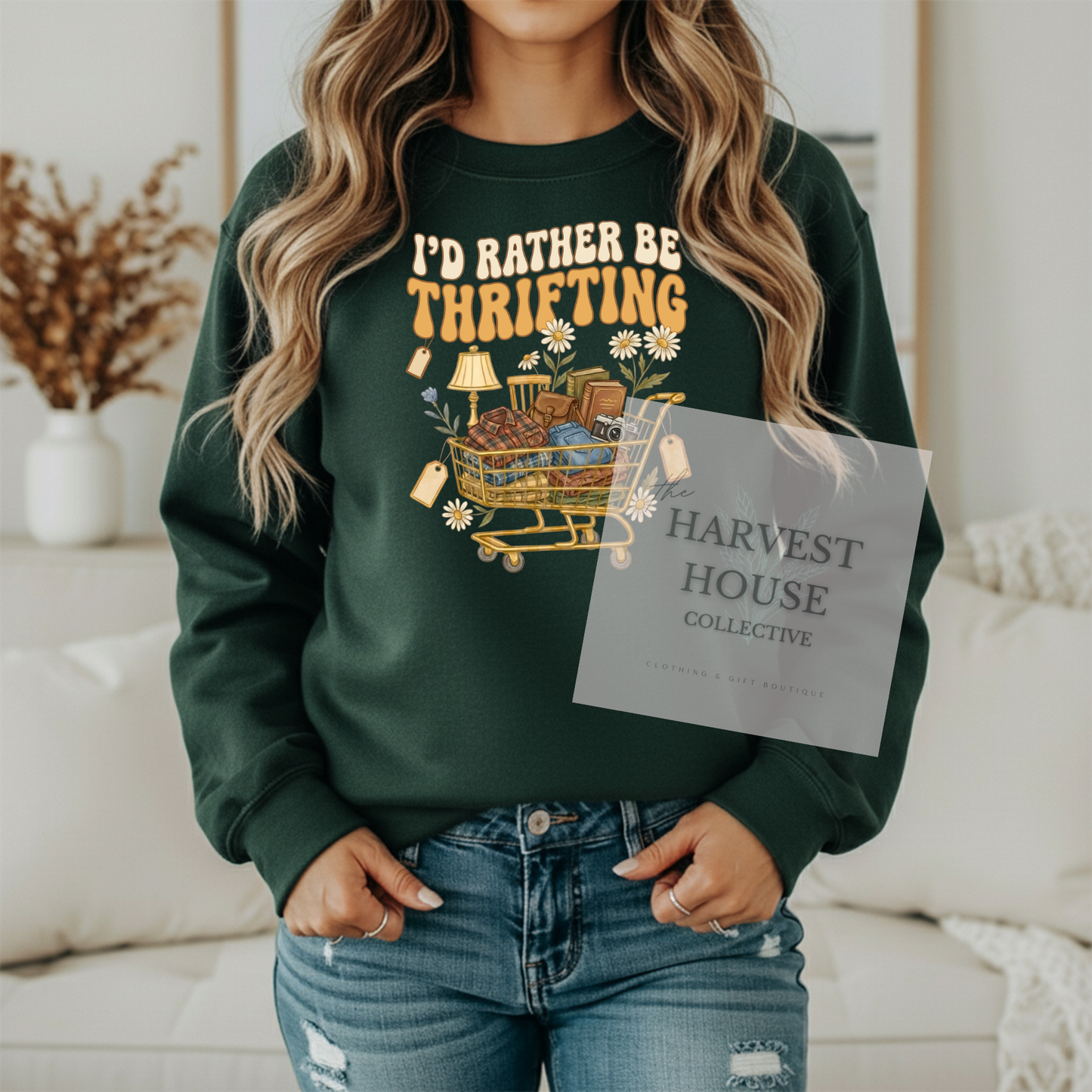 I'd Rather Be Thrifting Gildan Crewneck & Hoodie