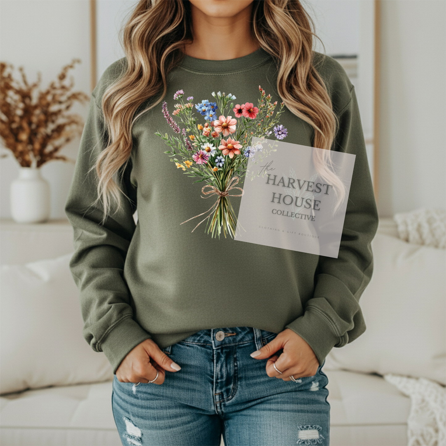 Floral Bouquet Gildan Crewneck & Hoodie