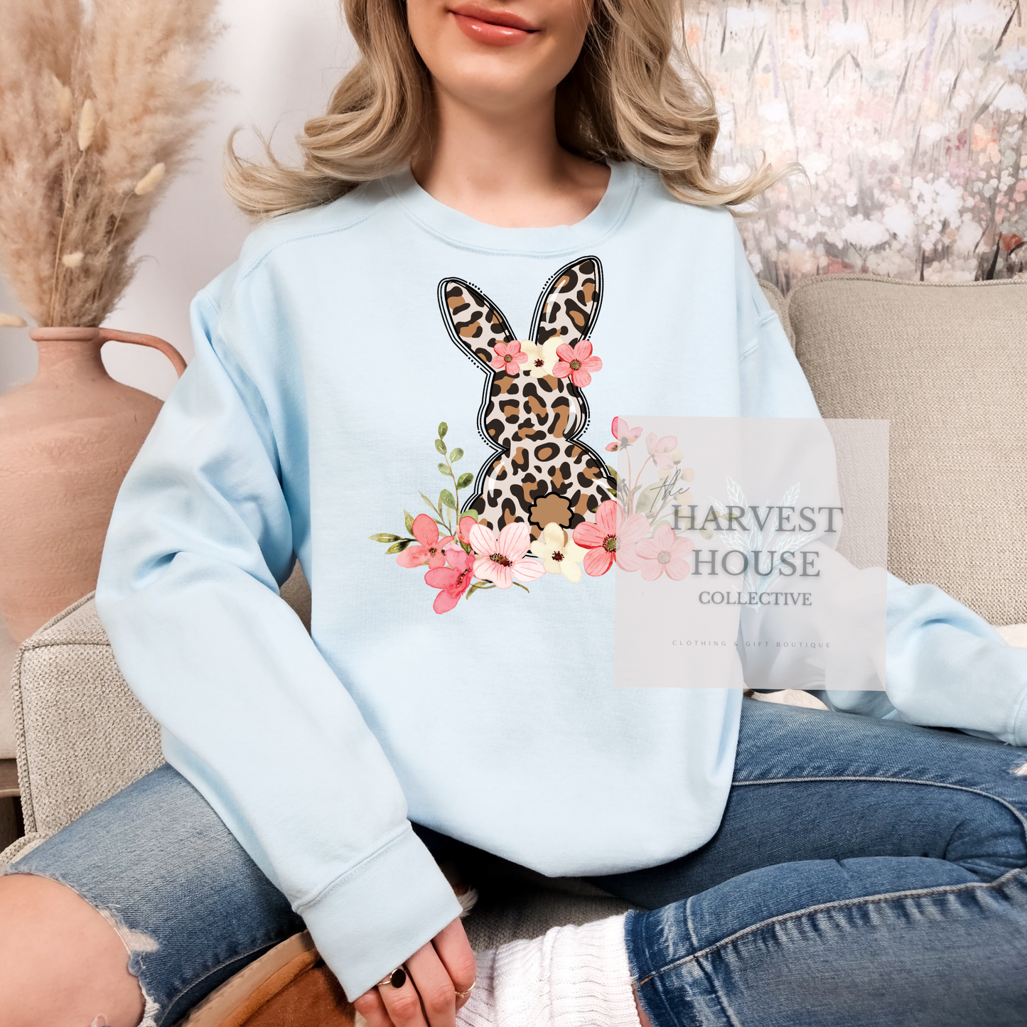 Leopard Easter Bunny Comfort Color Crewneck