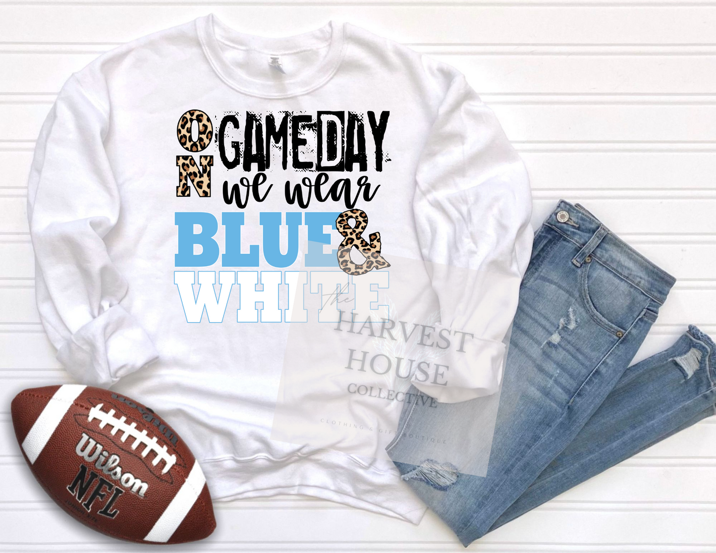 On Gameday We Wear (Light) Blue And White Shirt