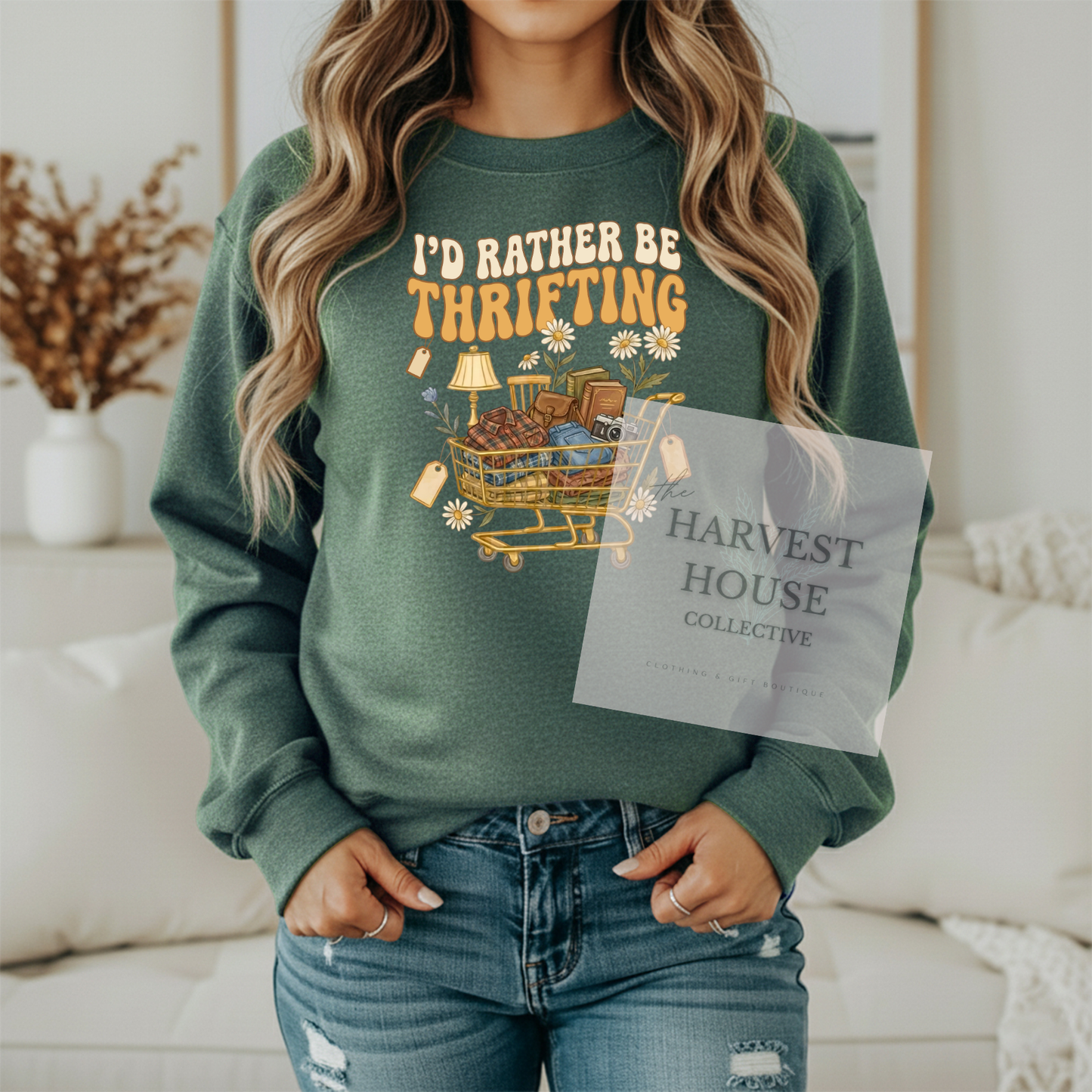 I'd Rather Be Thrifting Gildan Crewneck & Hoodie