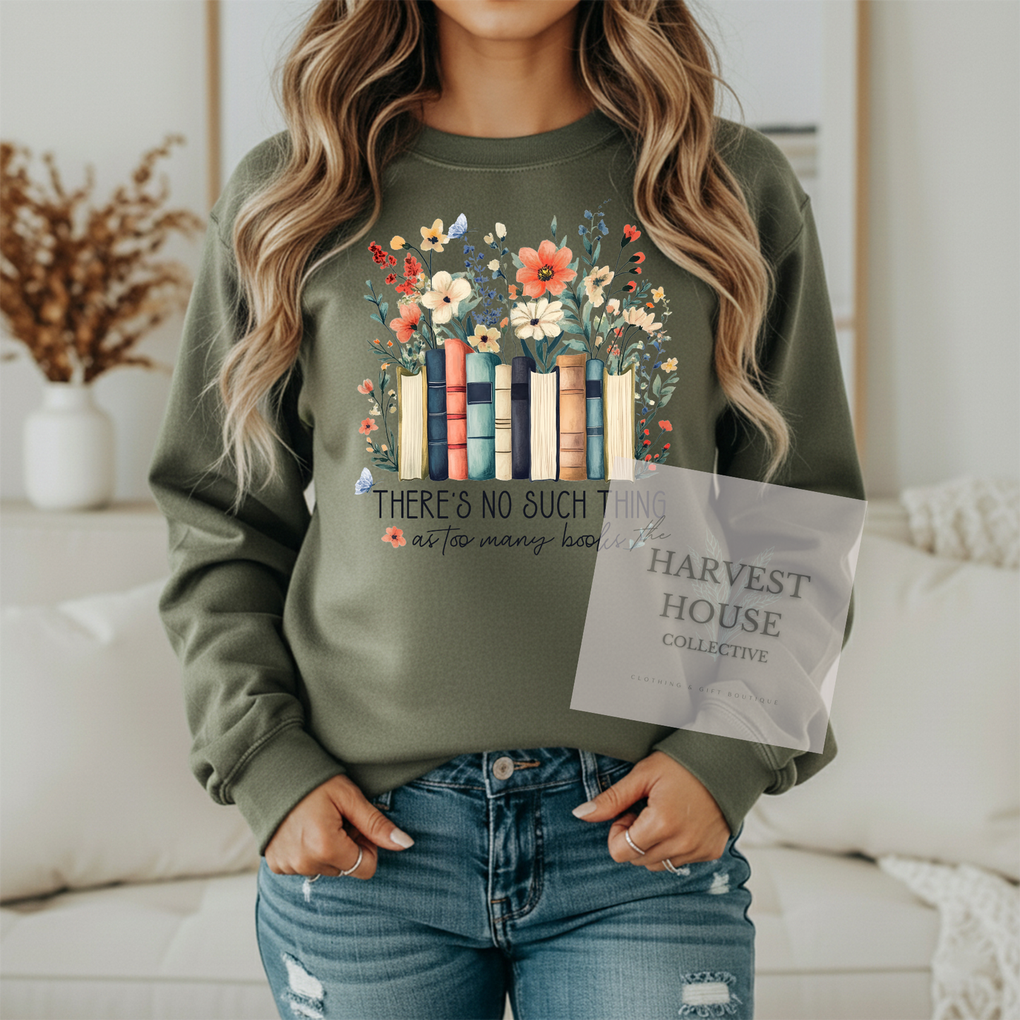 There's No Such Thing As Too Many Books Gildan Crewneck & Hoodie