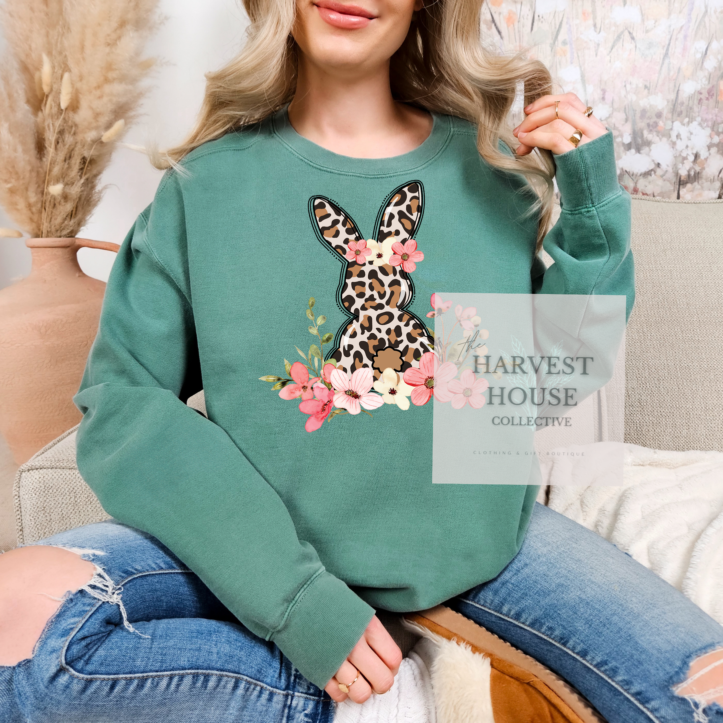 Leopard Easter Bunny Comfort Color Crewneck