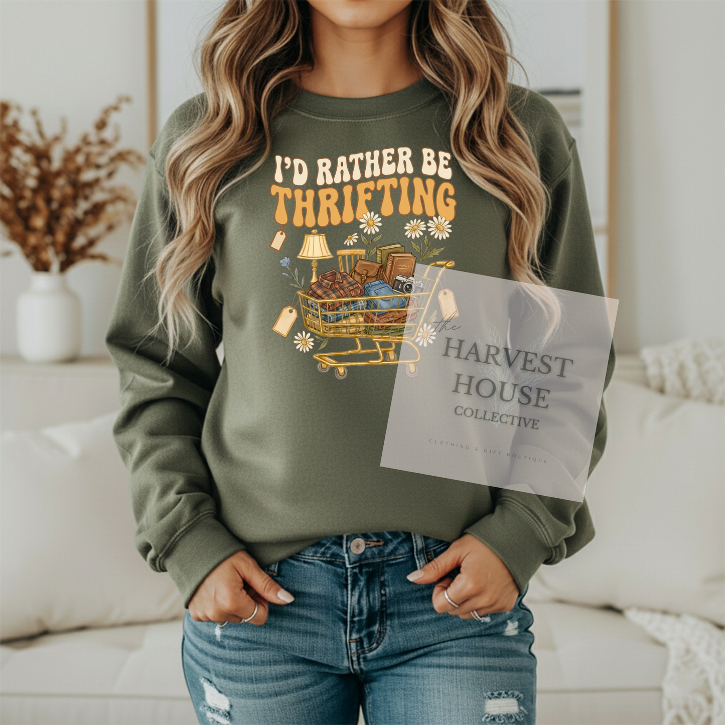I'd Rather Be Thrifting Gildan Crewneck & Hoodie