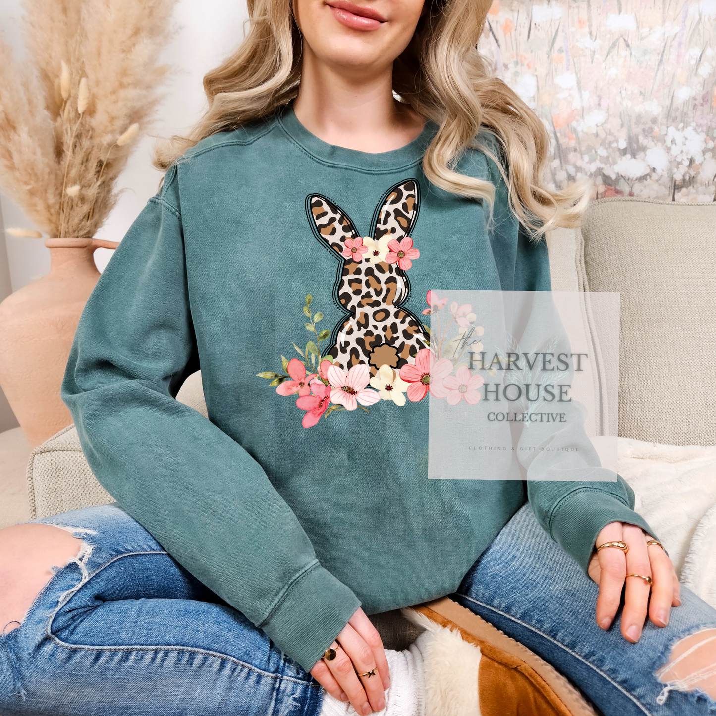 Leopard Easter Bunny Comfort Color Crewneck