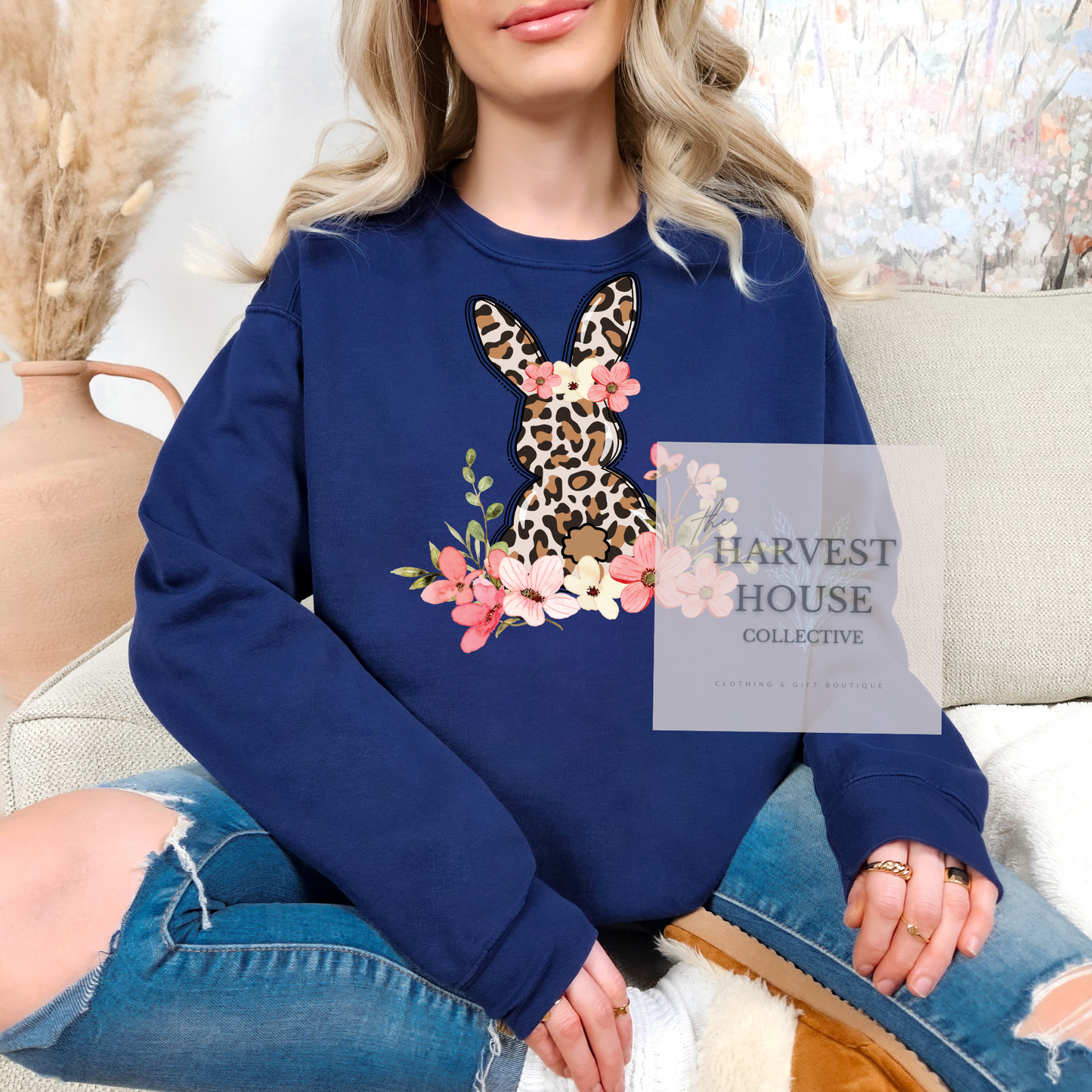 Leopard Easter Bunny Comfort Color Crewneck