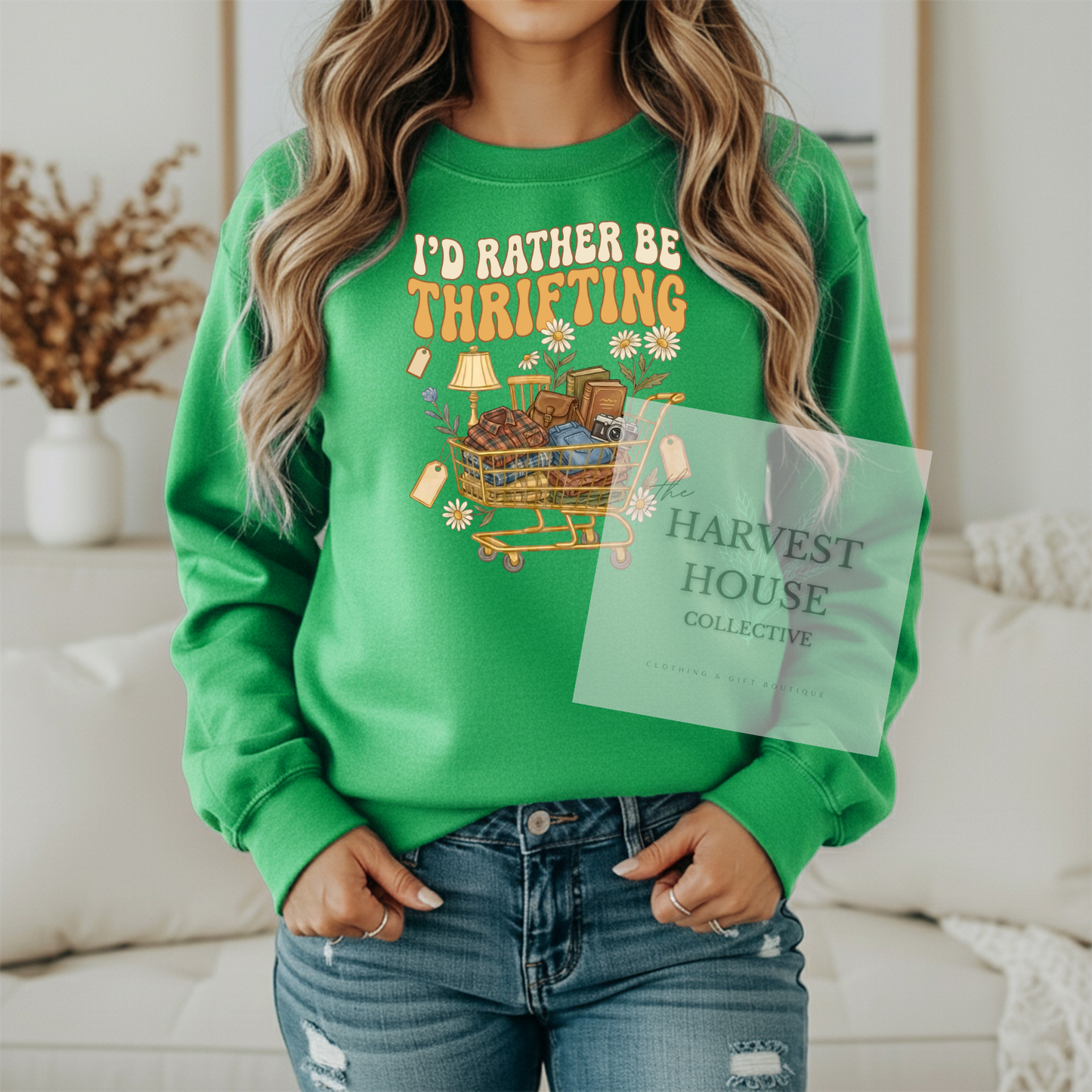 I'd Rather Be Thrifting Gildan Crewneck & Hoodie
