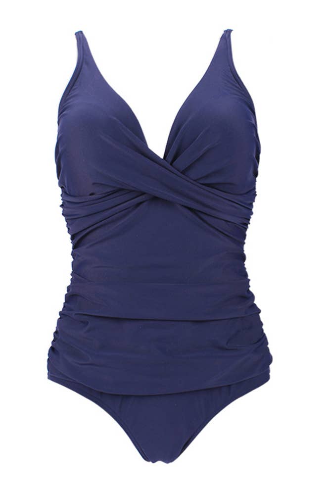 Navy Rushed One Piece Swimsuit