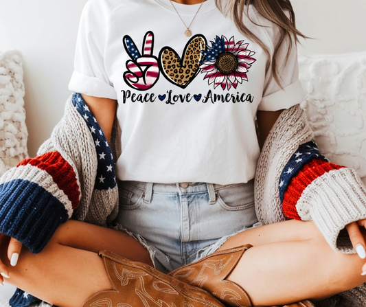 Leopard Peace Love America Tee