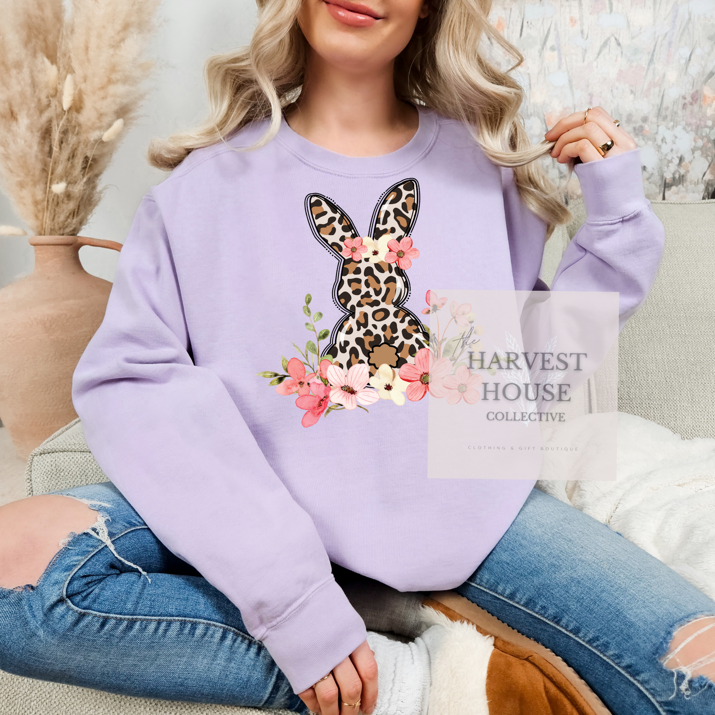 Leopard Easter Bunny Comfort Color Crewneck