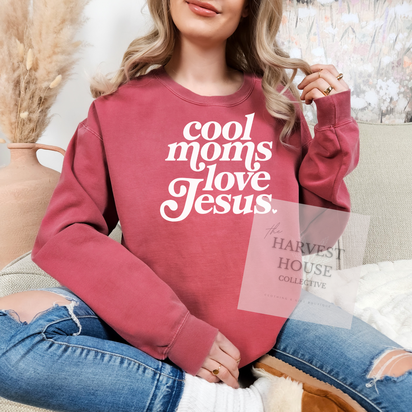 Cool Moms Love Jesus Comfort Color Crewneck