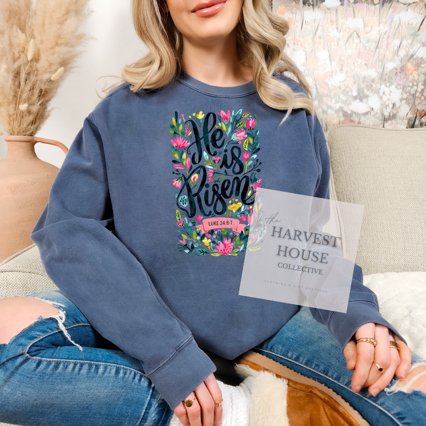 He Is Risen Comfort Color Crewneck