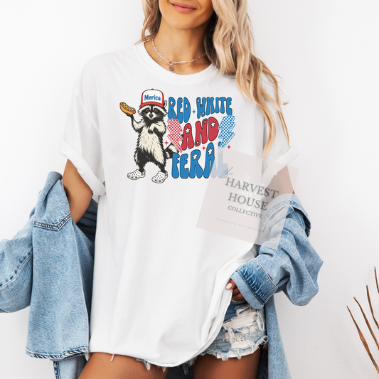 Red White And Feral Comfort Color Tee