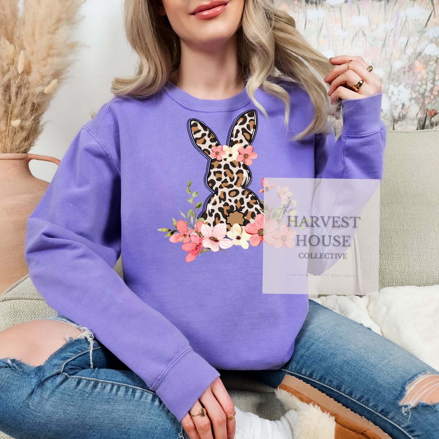 Leopard Easter Bunny Comfort Color Crewneck