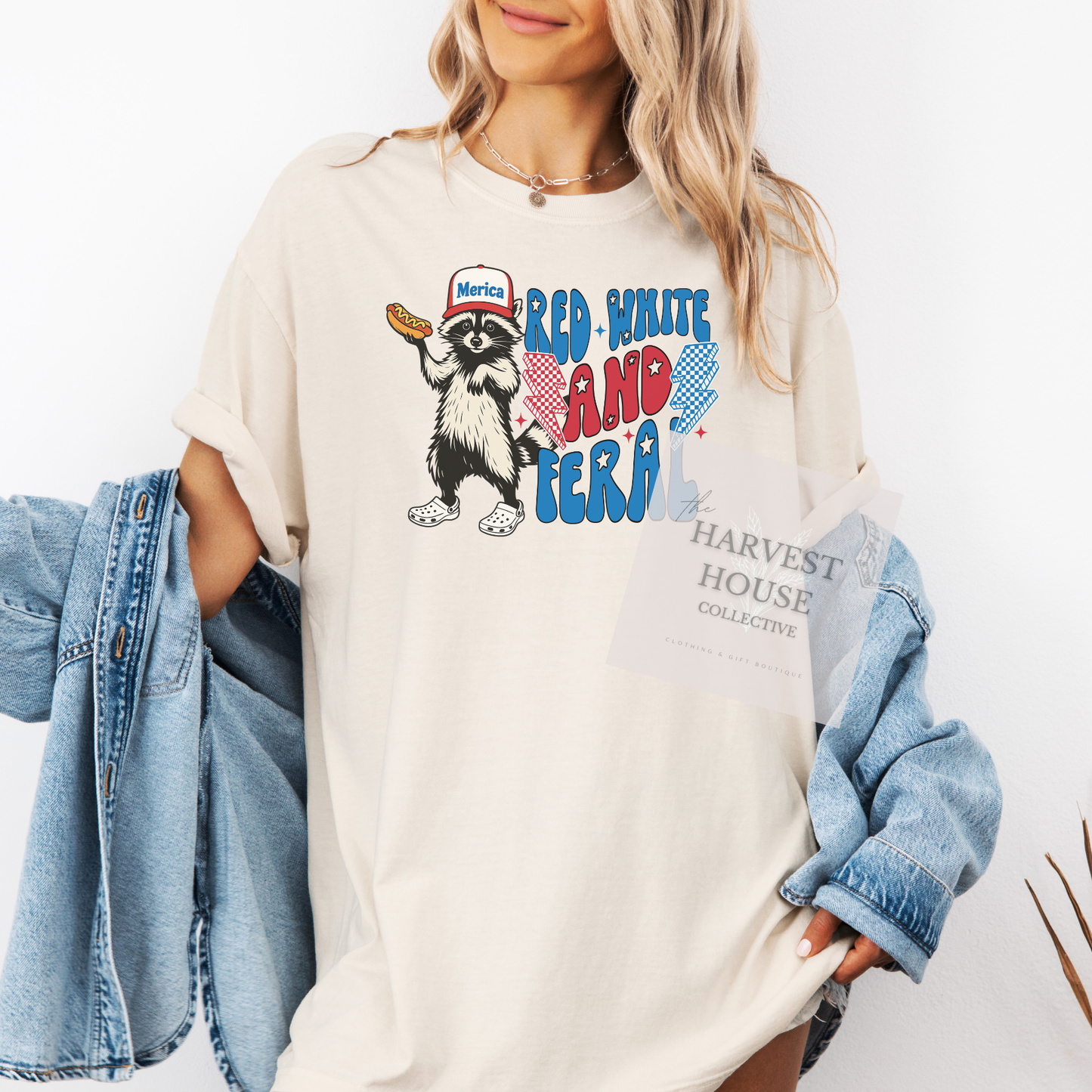 Red White And Feral Comfort Color Tee