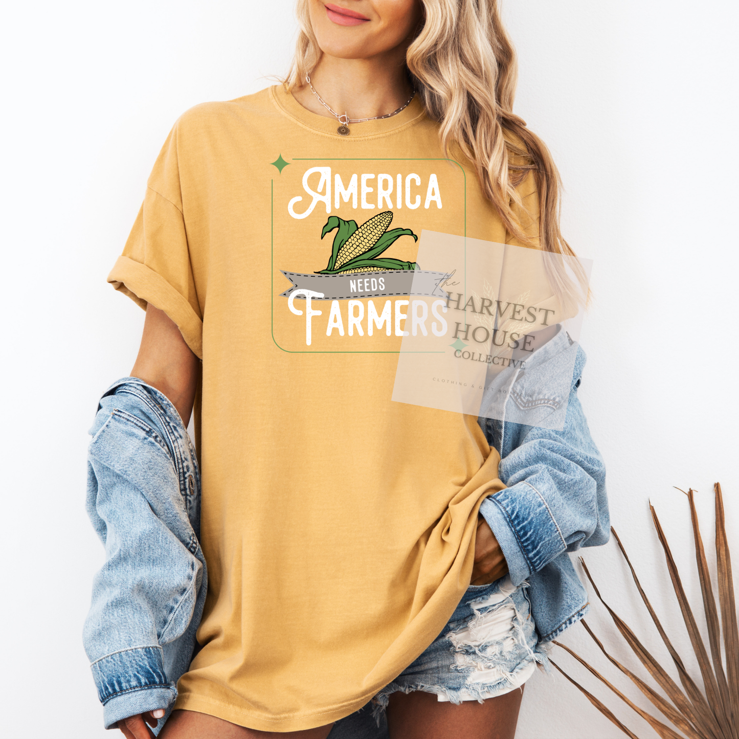 America Needs Farmeres White Writing Comfort Color Tee