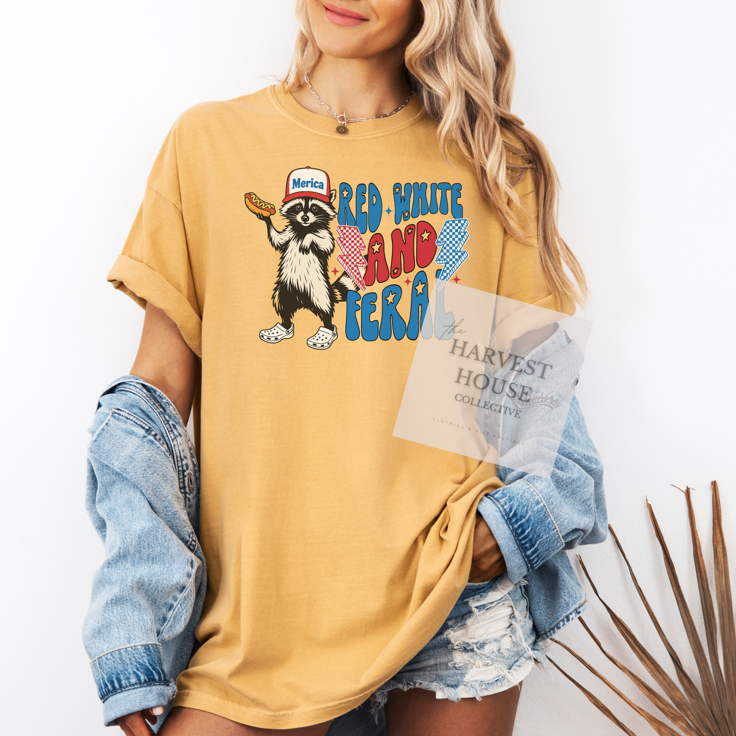 Red White And Feral Comfort Color Tee