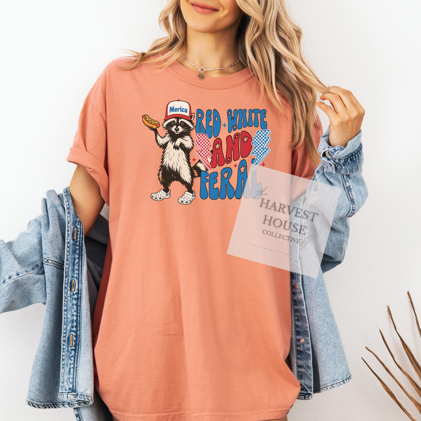 Red White And Feral Comfort Color Tee