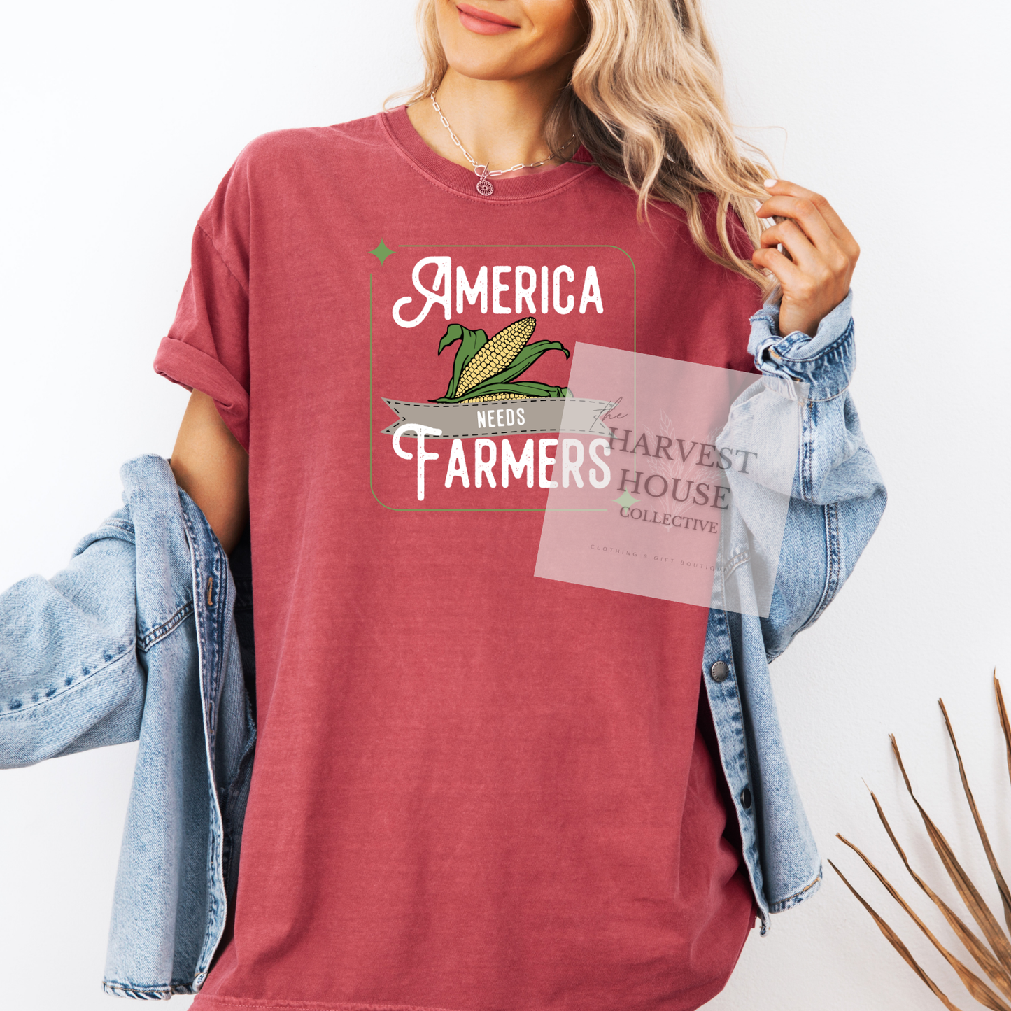 America Needs Farmeres White Writing Comfort Color Tee