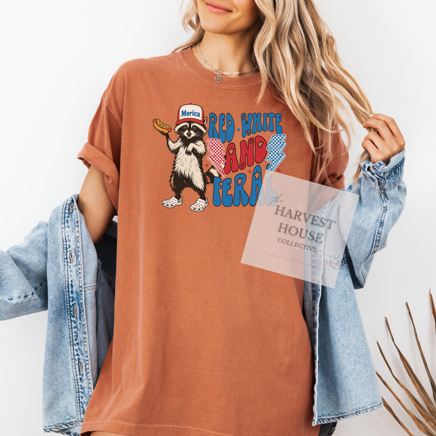Red White And Feral Comfort Color Tee