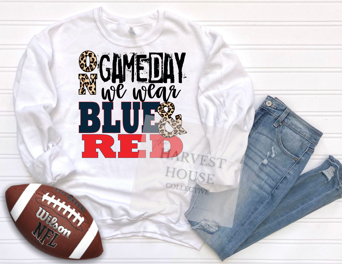 On Gameday We Wear Blue And Red Shirt