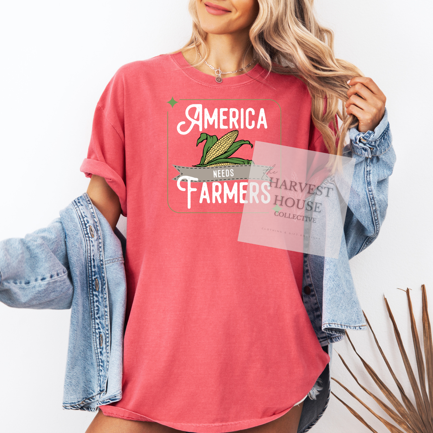 America Needs Farmeres White Writing Comfort Color Tee