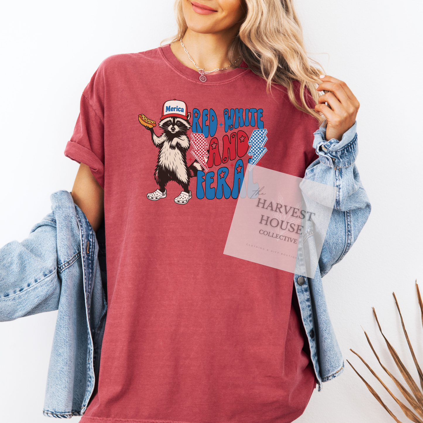 Red White And Feral Comfort Color Tee