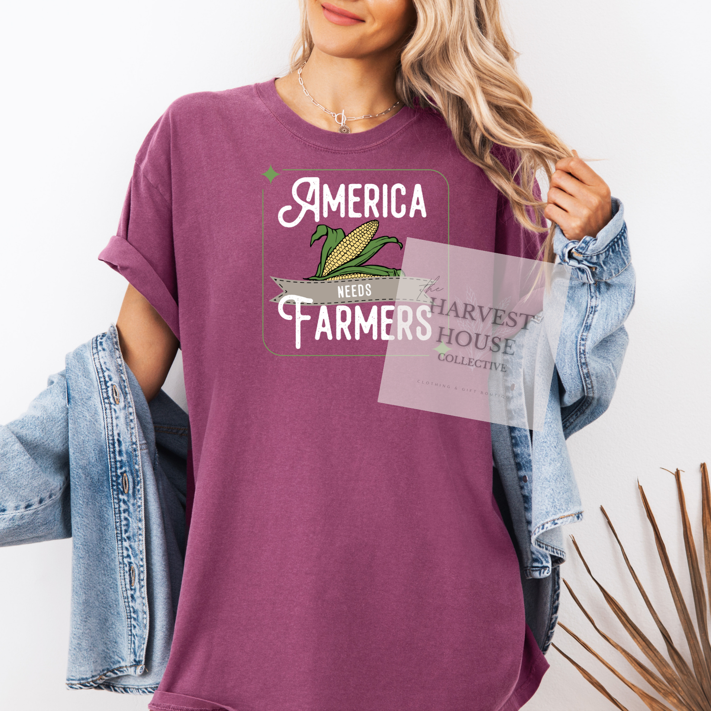 America Needs Farmeres White Writing Comfort Color Tee