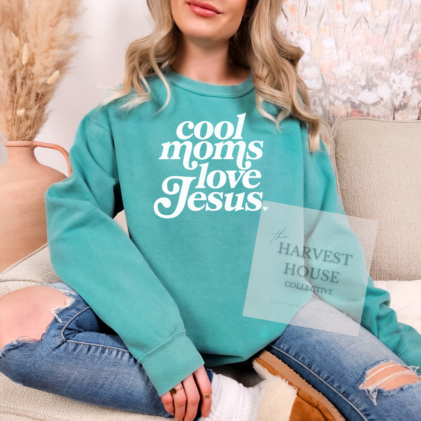 Cool Moms Love Jesus Comfort Color Crewneck