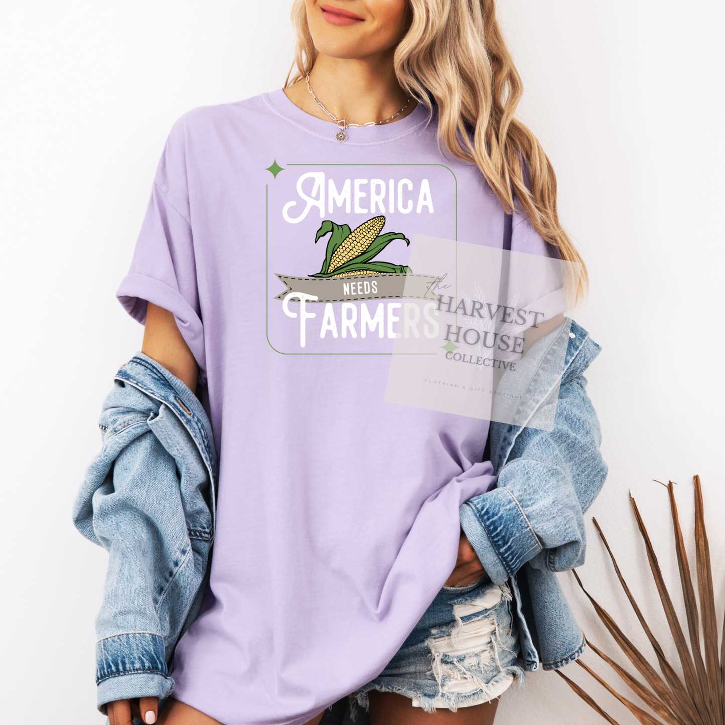 America Needs Farmeres White Writing Comfort Color Tee
