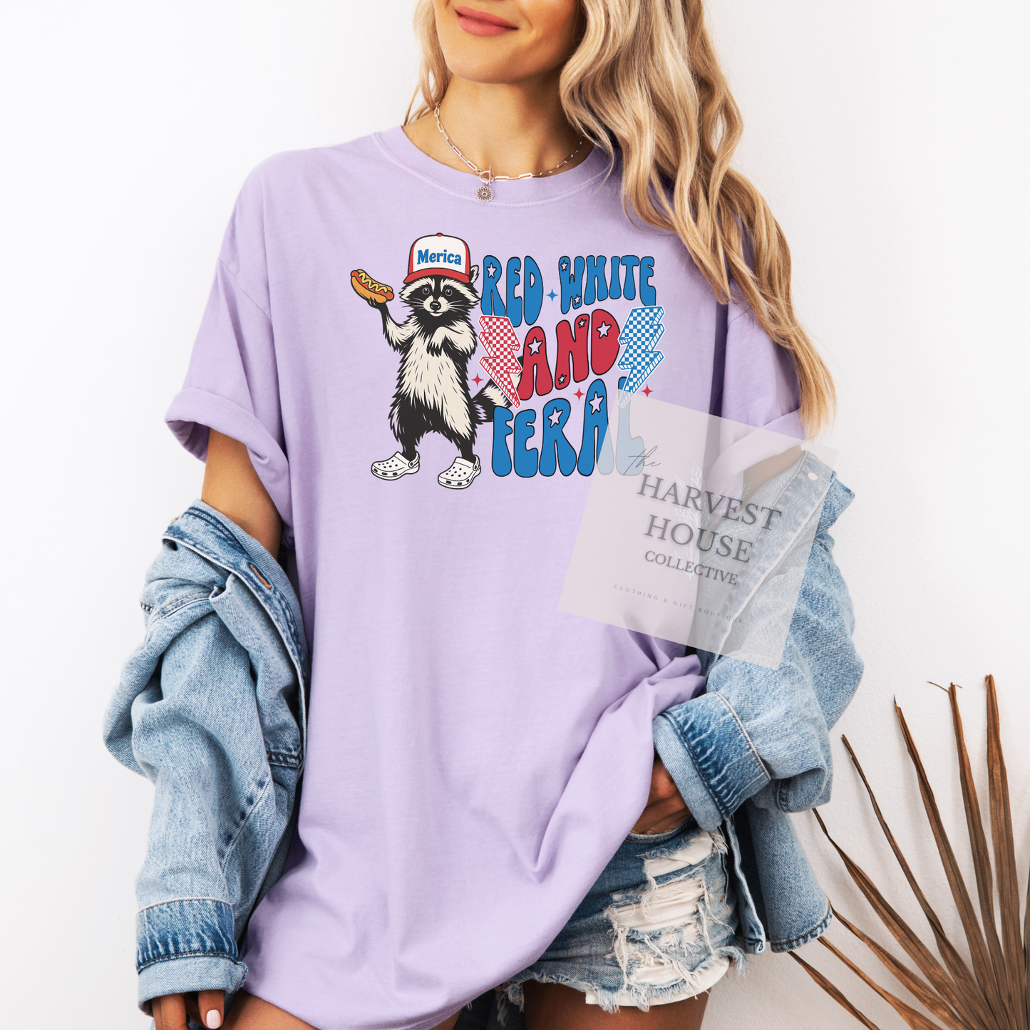 Red White And Feral Comfort Color Tee