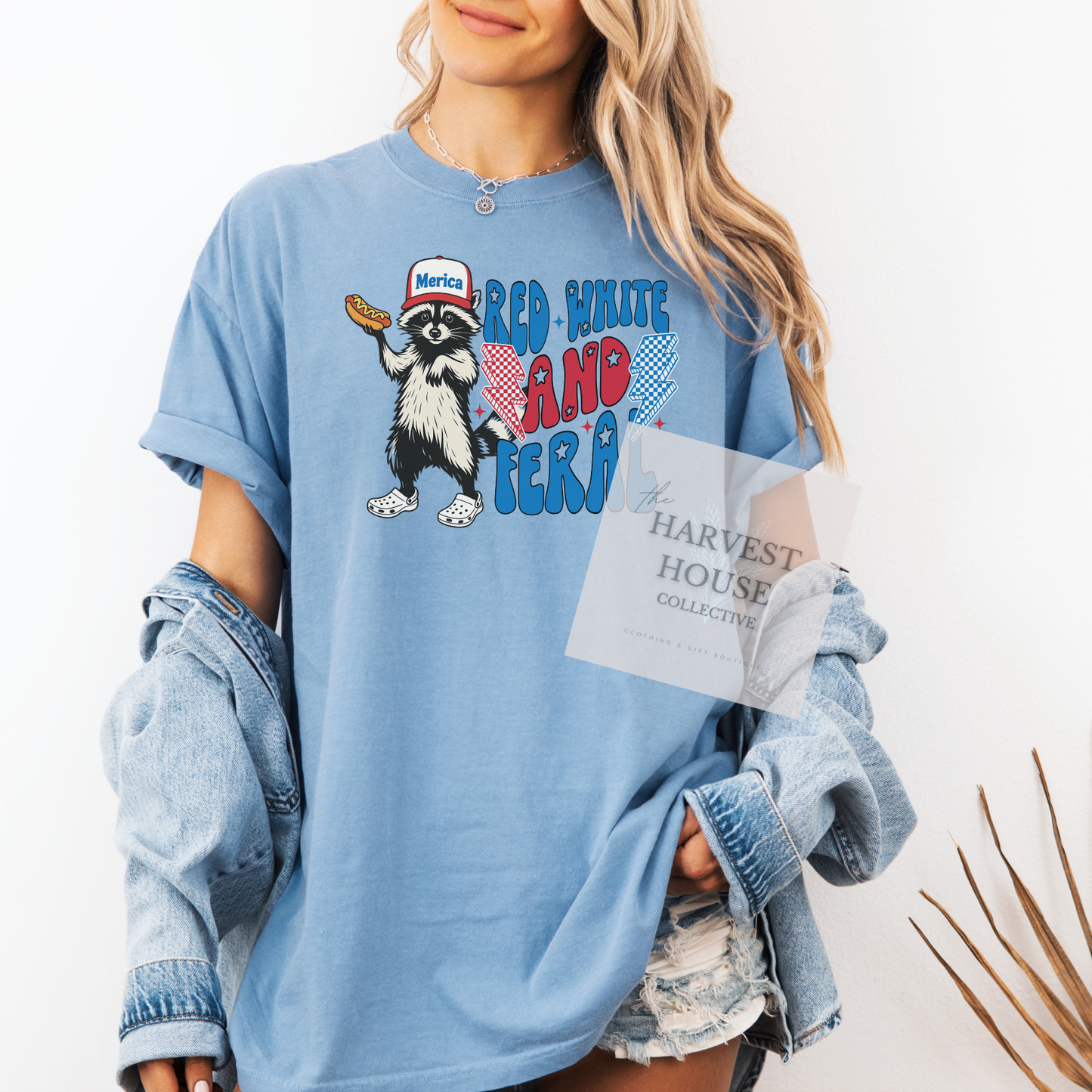 Red White And Feral Comfort Color Tee