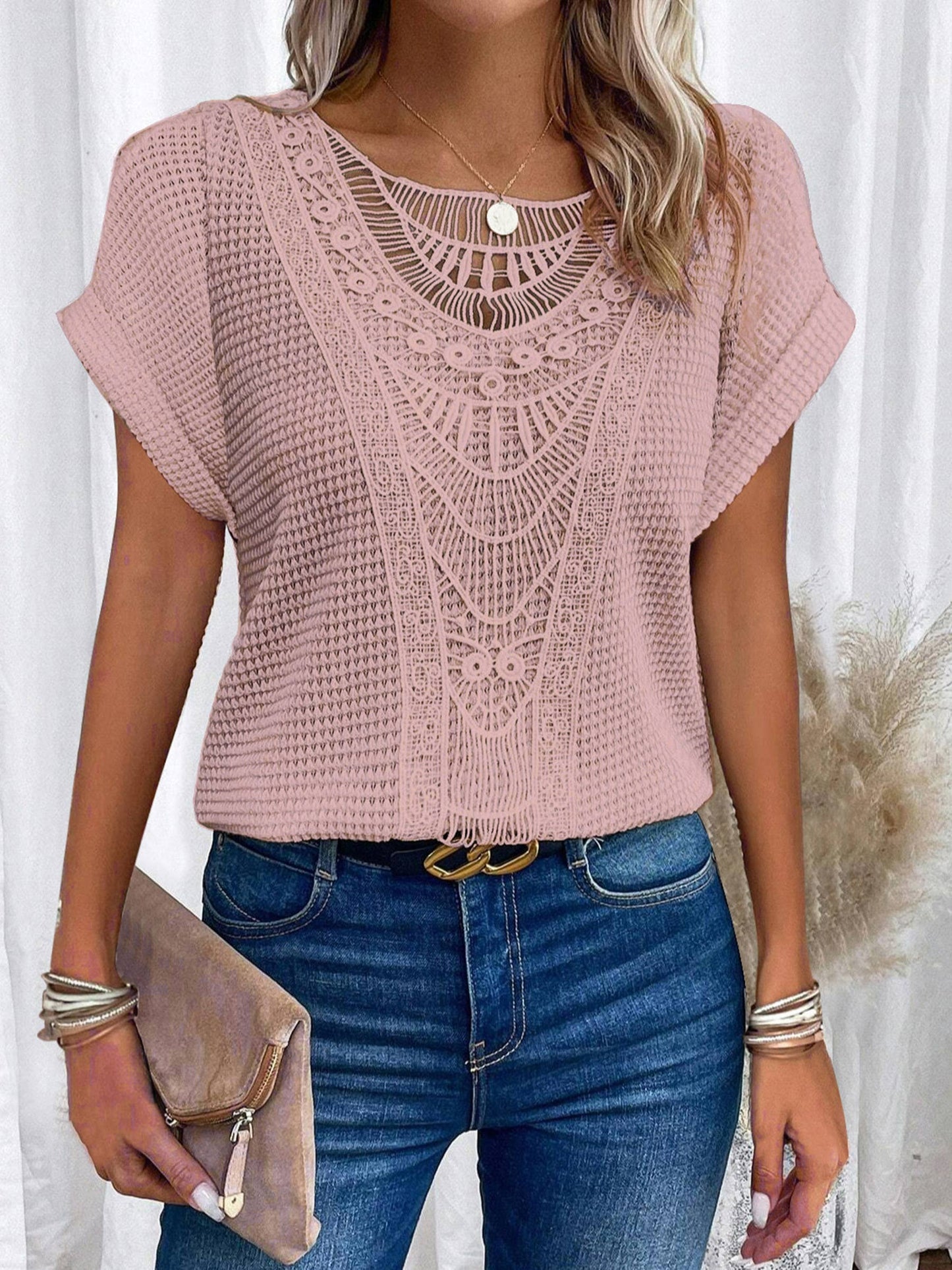 Lace Short Sleeved Top