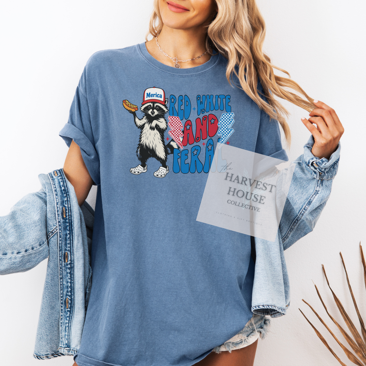 Red White And Feral Comfort Color Tee