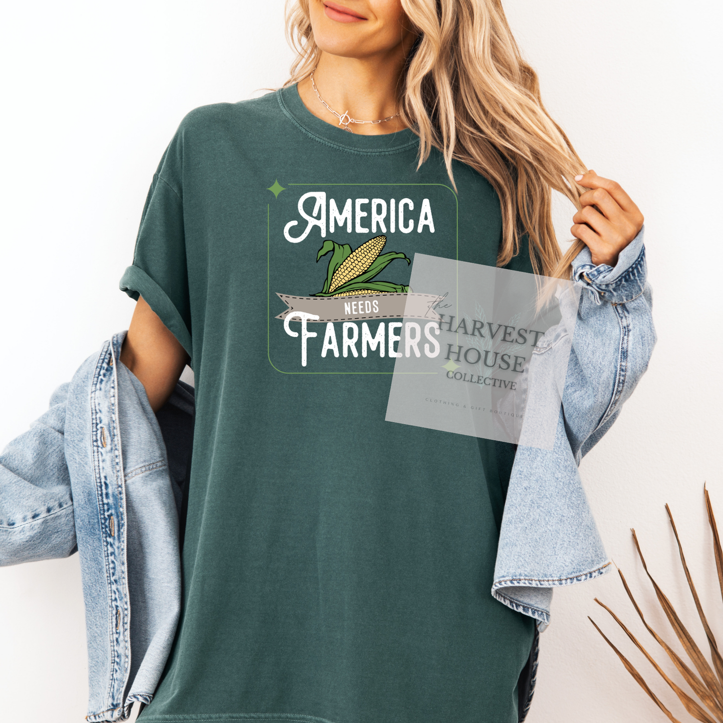 America Needs Farmeres White Writing Comfort Color Tee