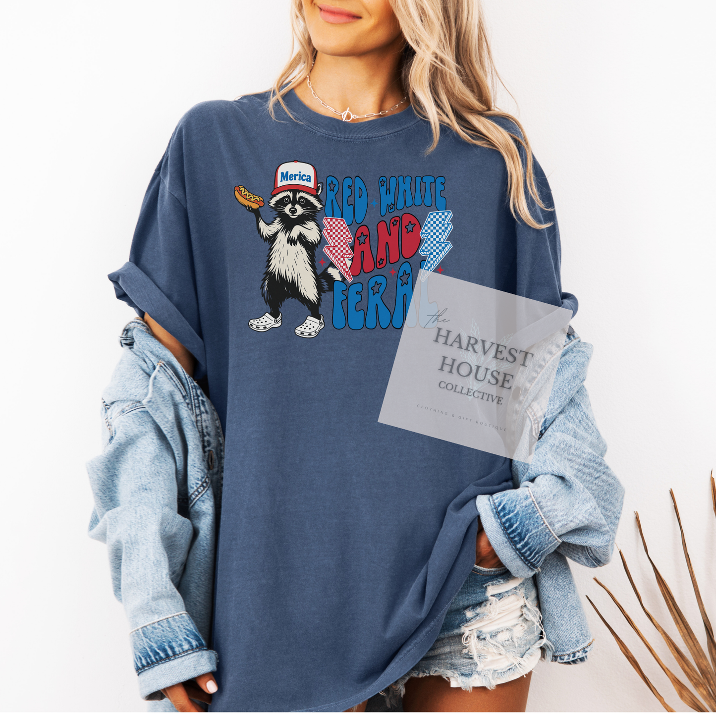 Red White And Feral Comfort Color Tee
