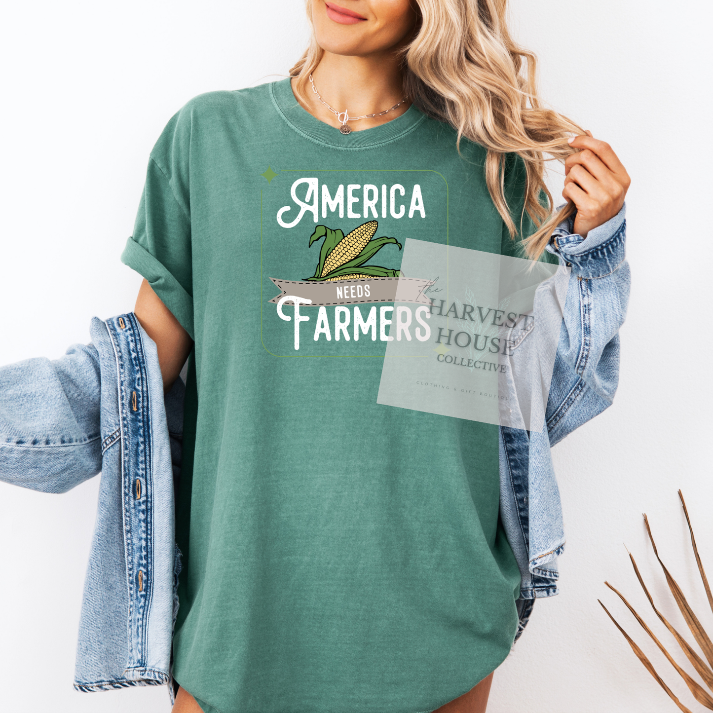 America Needs Farmeres White Writing Comfort Color Tee
