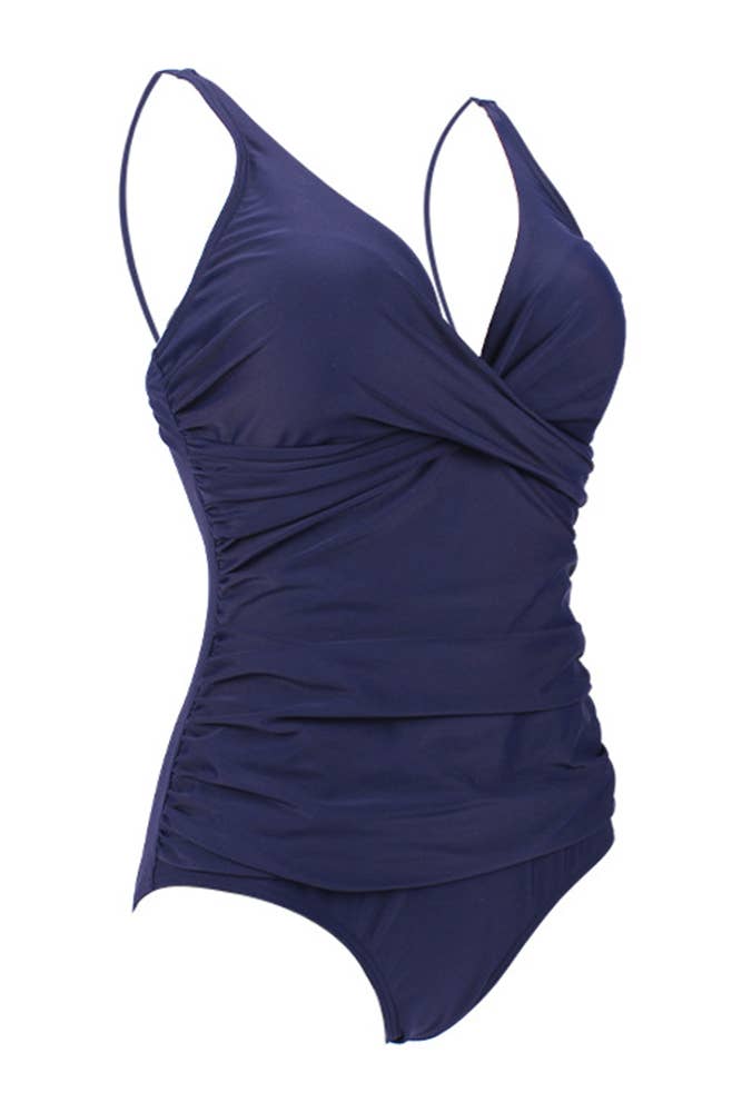 Navy Rushed One Piece Swimsuit