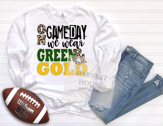 On Gameday We Wear (Dark) Green And Gold Shirt